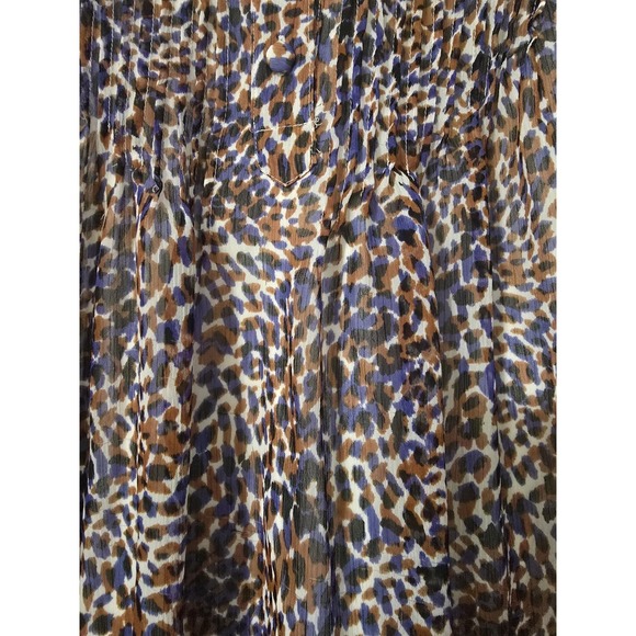 Nine West Mini Dress Womens XXL Blue Brown Leopard Print Mesh Chiffon Lined - Picture 3 of 6
